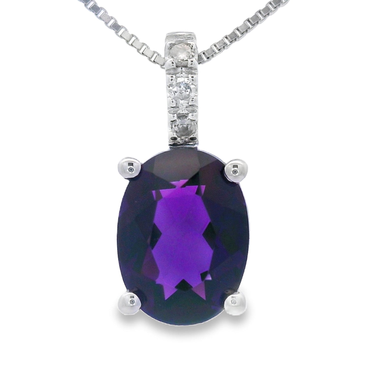 Amethyst Diamond Pendant in 10KT White Gold