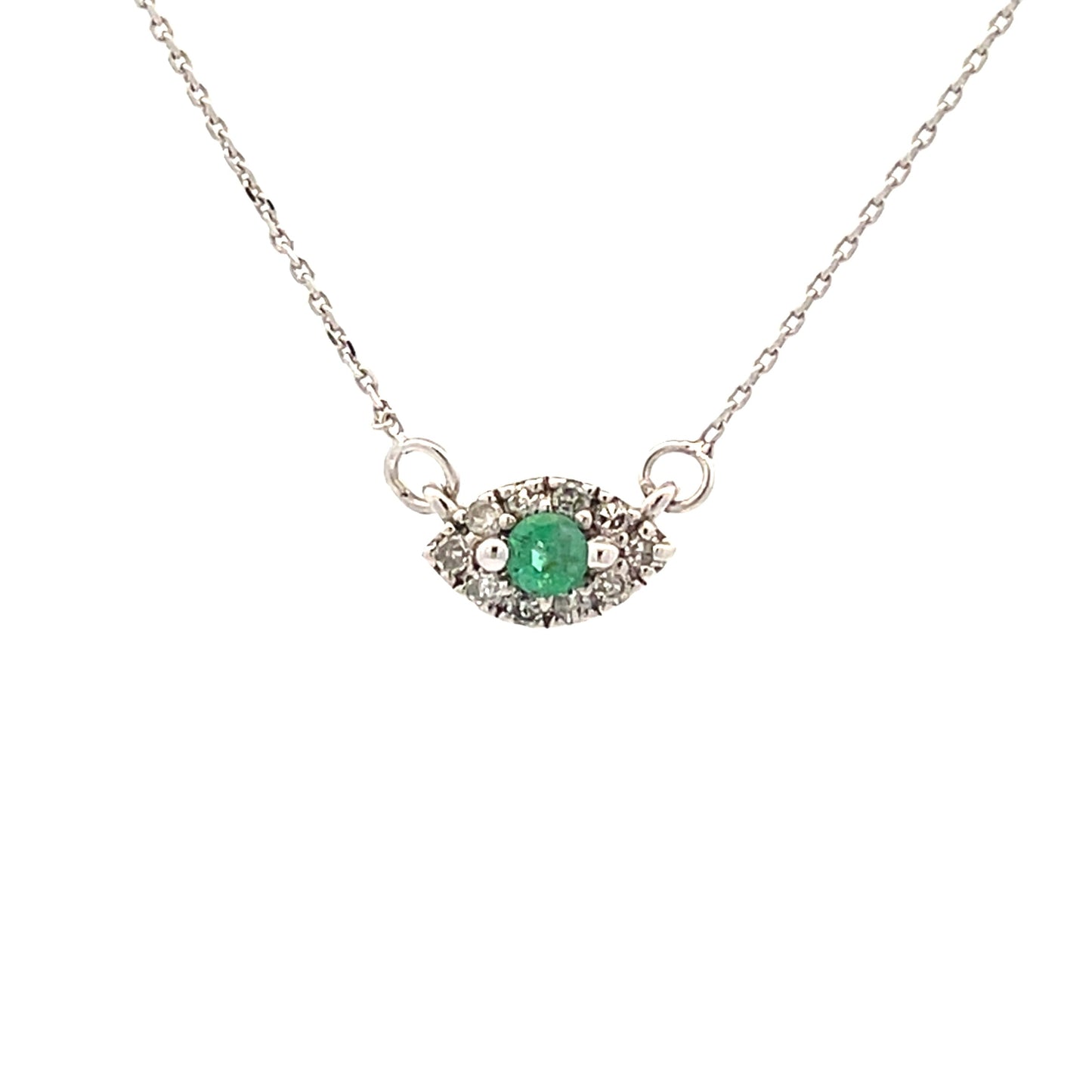 .12ct Pendentif Émeraude et Diamant en Or Blanc 14KT