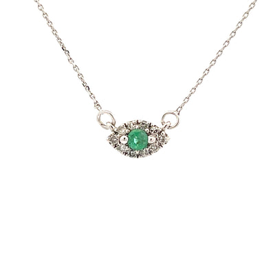 .12ct Emerald & Diamond Pendant in 14KT White Gold