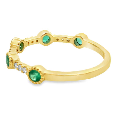 Emerald Diamond Stackable Band Set in 14KT Yellow Gold