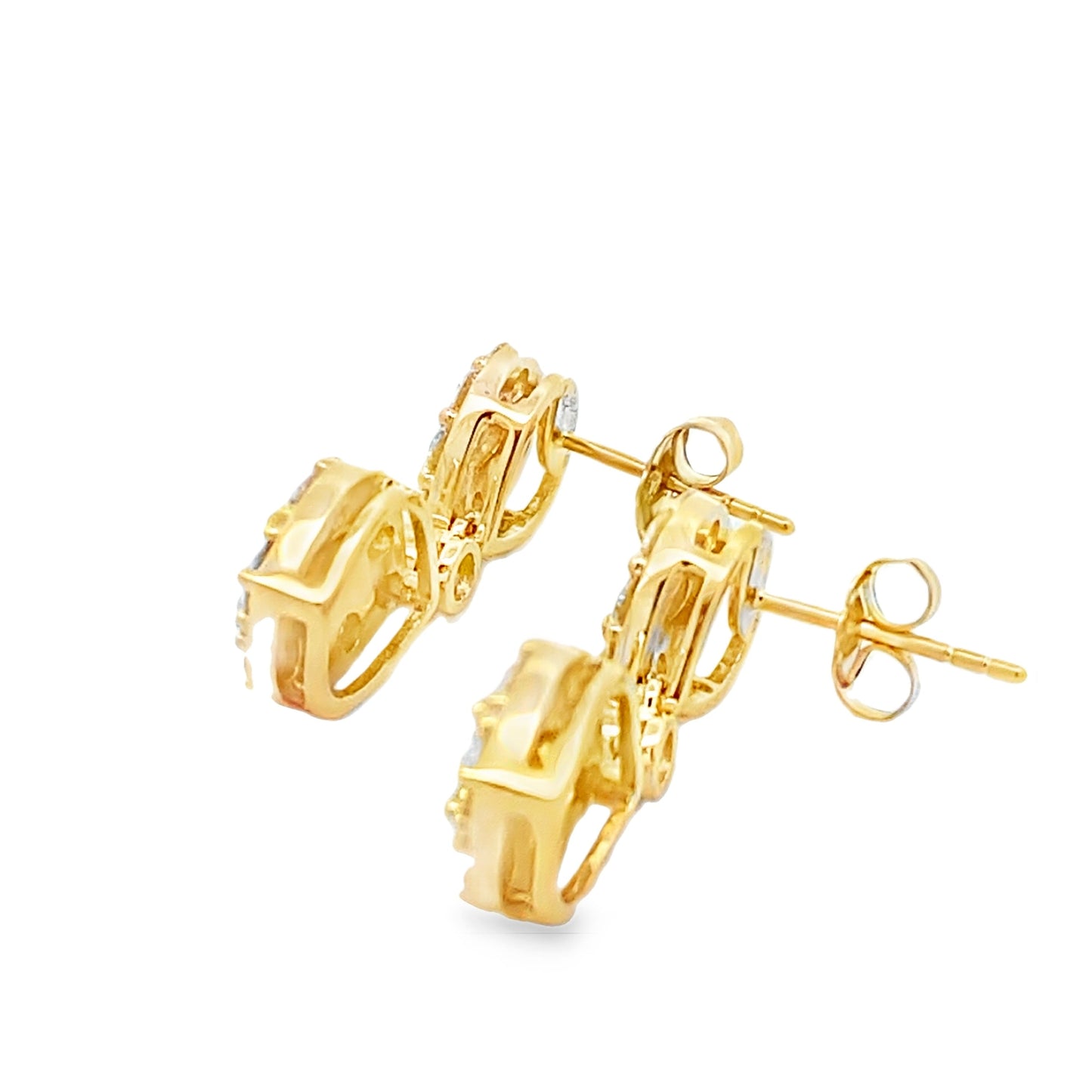 14KT Yellow Gold Lab Grown Diamond Dangle Earrings