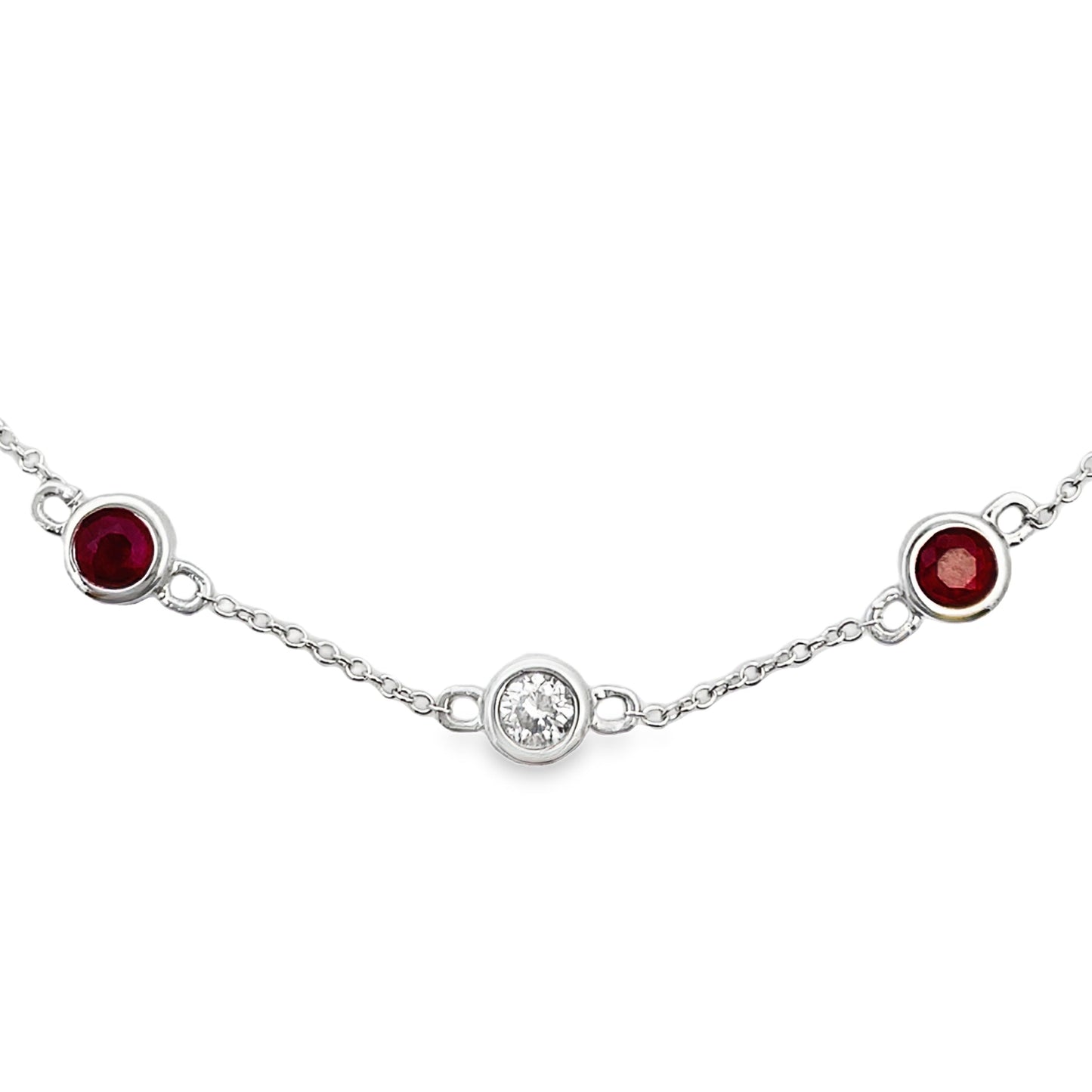 Pulsera de Rubí y Diamante en Oro Blanco de 14KT