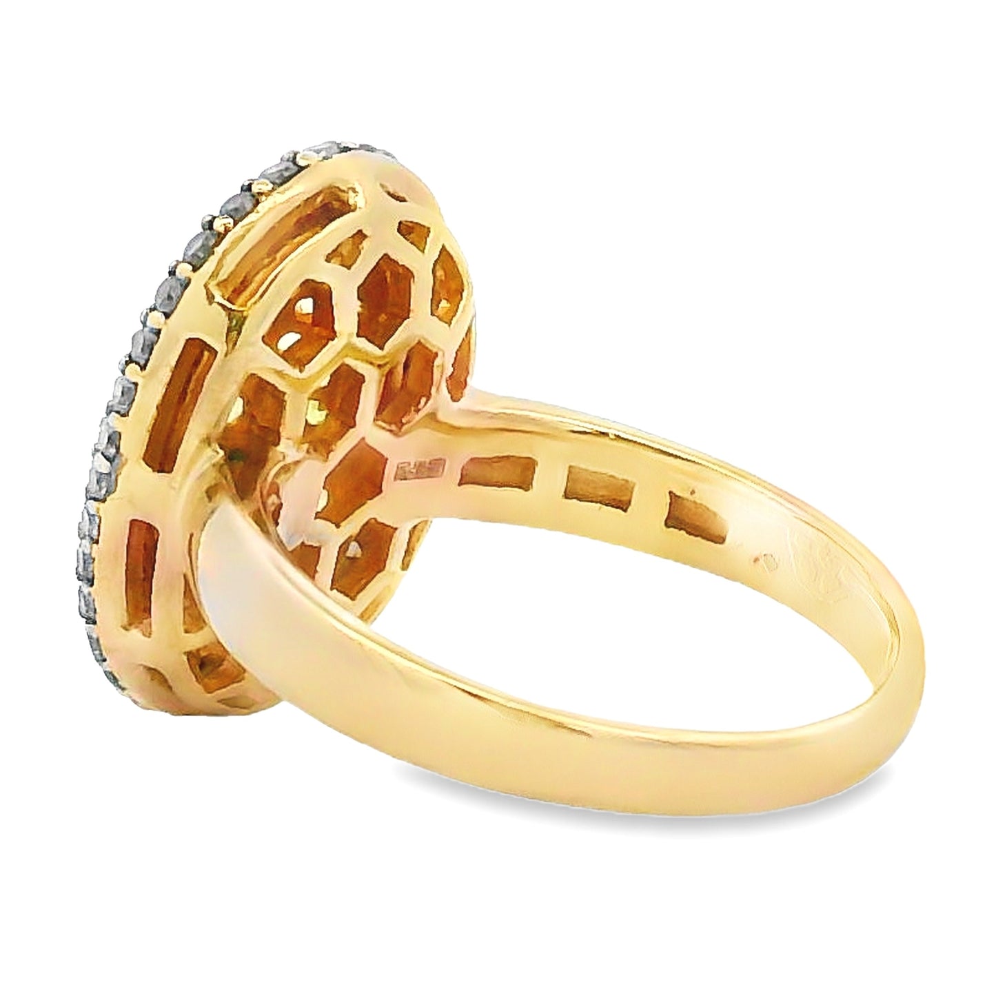 Bague en saphir jaune et diamant de 0,45 ct en or jaune 14KT
