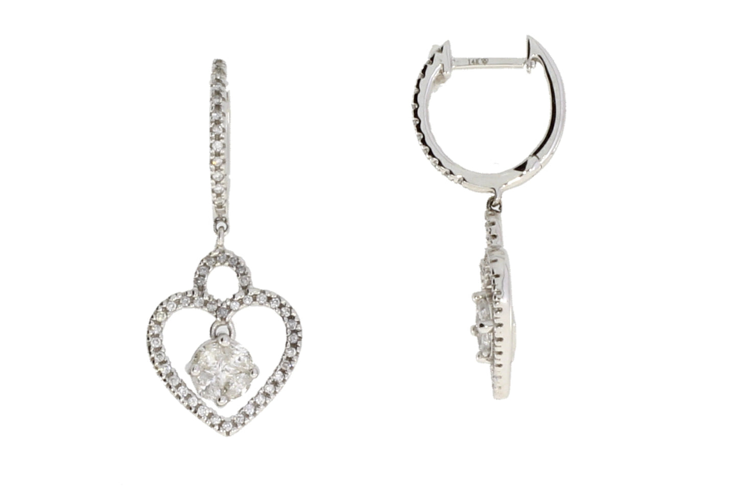Natural .50ct Diamond Dangle Earrings in 14KT White Gold