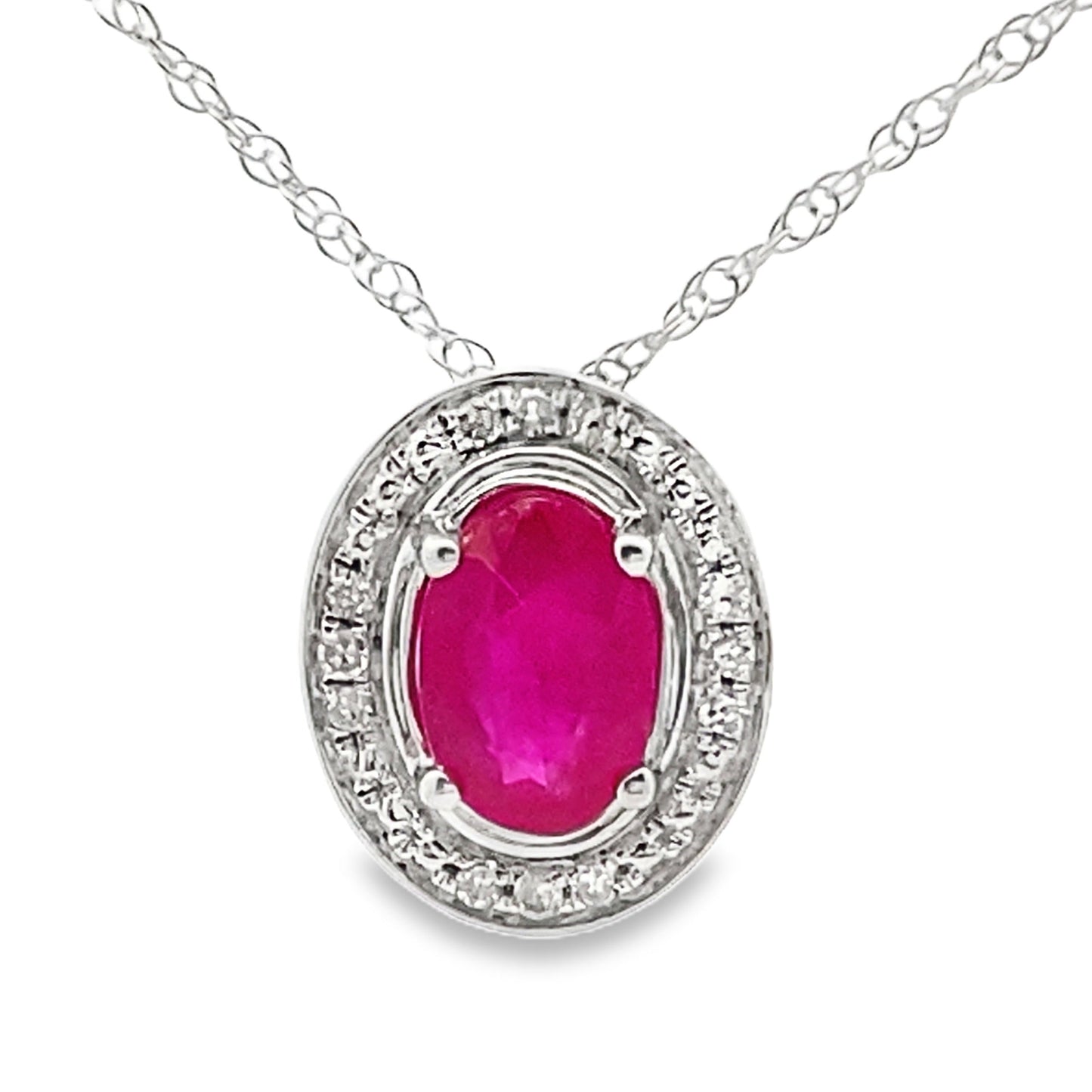 .63ct Pendentif en Rubis et Diamant en Or Blanc 10KT