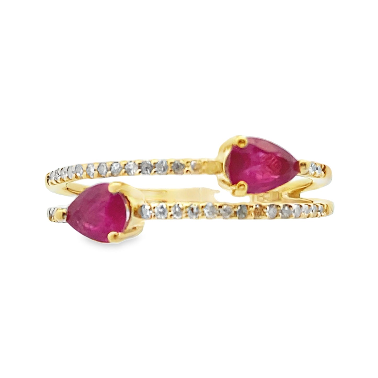 Natural .62ct Ruby and Diamond Ring in 14KT Yellow Gold