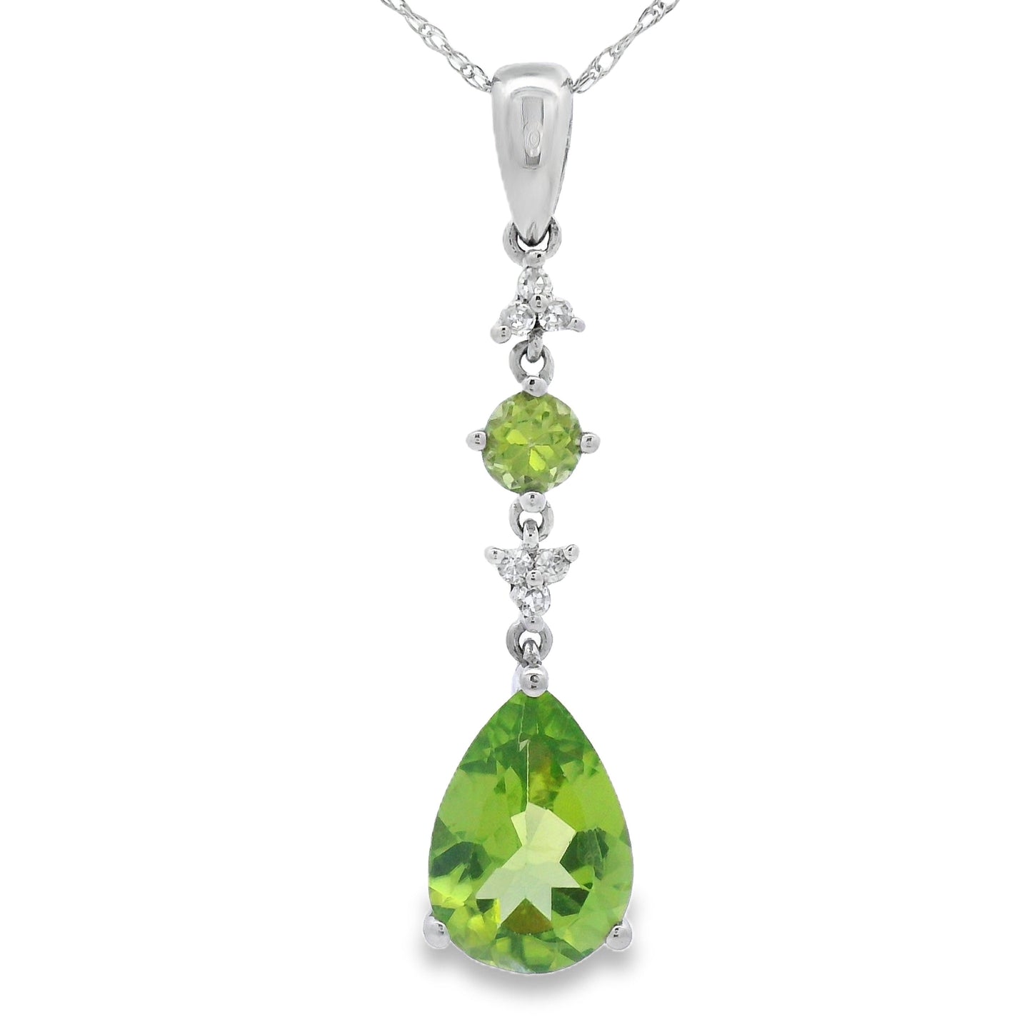 2.35ct Peridot and Diamond Pendant in 10KT White Gold