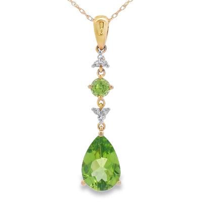 Peridot and Diamond Pendant in 10KT Yellow Gold