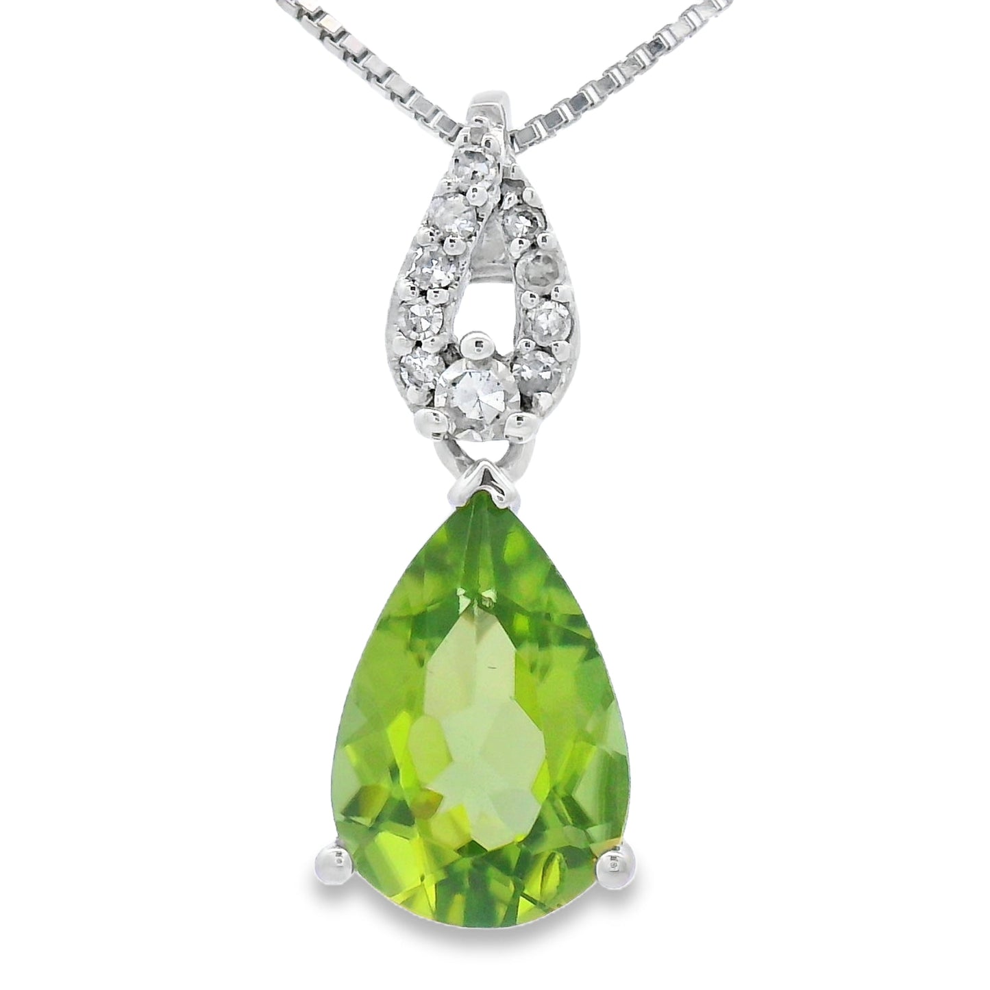 Colgante de Peridoto y Diamante de 1.30ct en Oro Blanco de 10KT