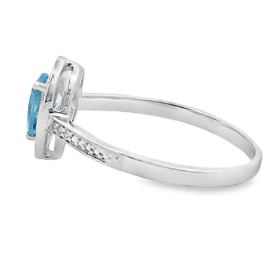 Bague en Diamant de Topaze Bleue Naturelle de 0,54 ct en Or Blanc 10KT