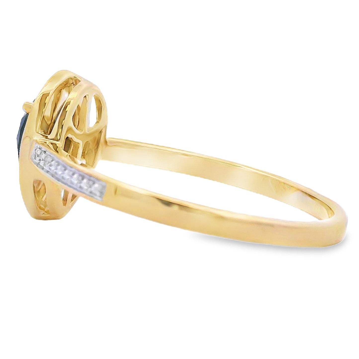 Genuine .52ct Onyx Diamond Ring in 10KT Yellow Gold