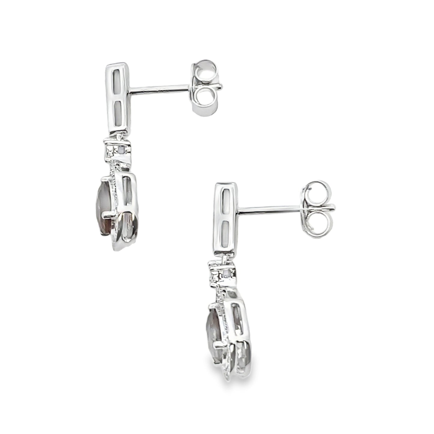 .84ct Quartz Diamond Dangle Earrings in 10KT White Gold
