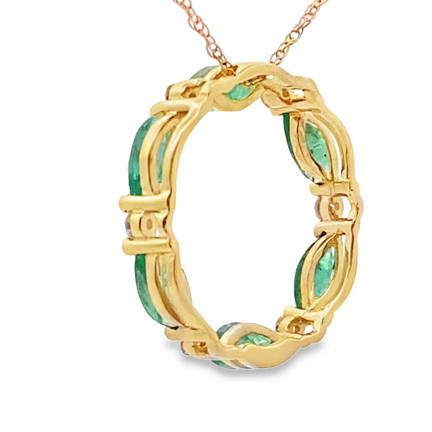 Emerald Diamond Circle of Love Pendant in 10KT Yellow Gold