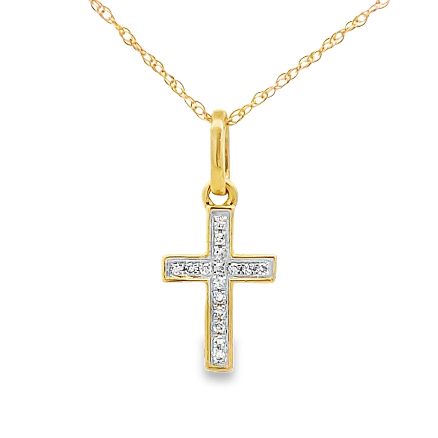 .04ct Diamond Cross Pendant in 10KT Yellow Gold