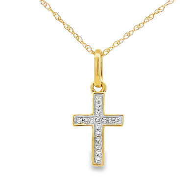 .04ct Diamond Cross Pendant in 10KT Yellow Gold