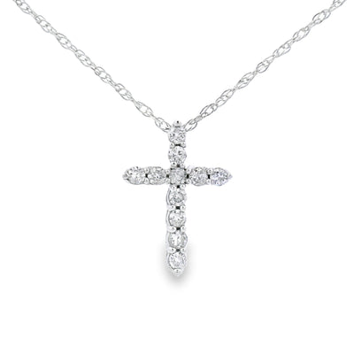 .11ct Diamond Cross Pendant in 14KT White Gold