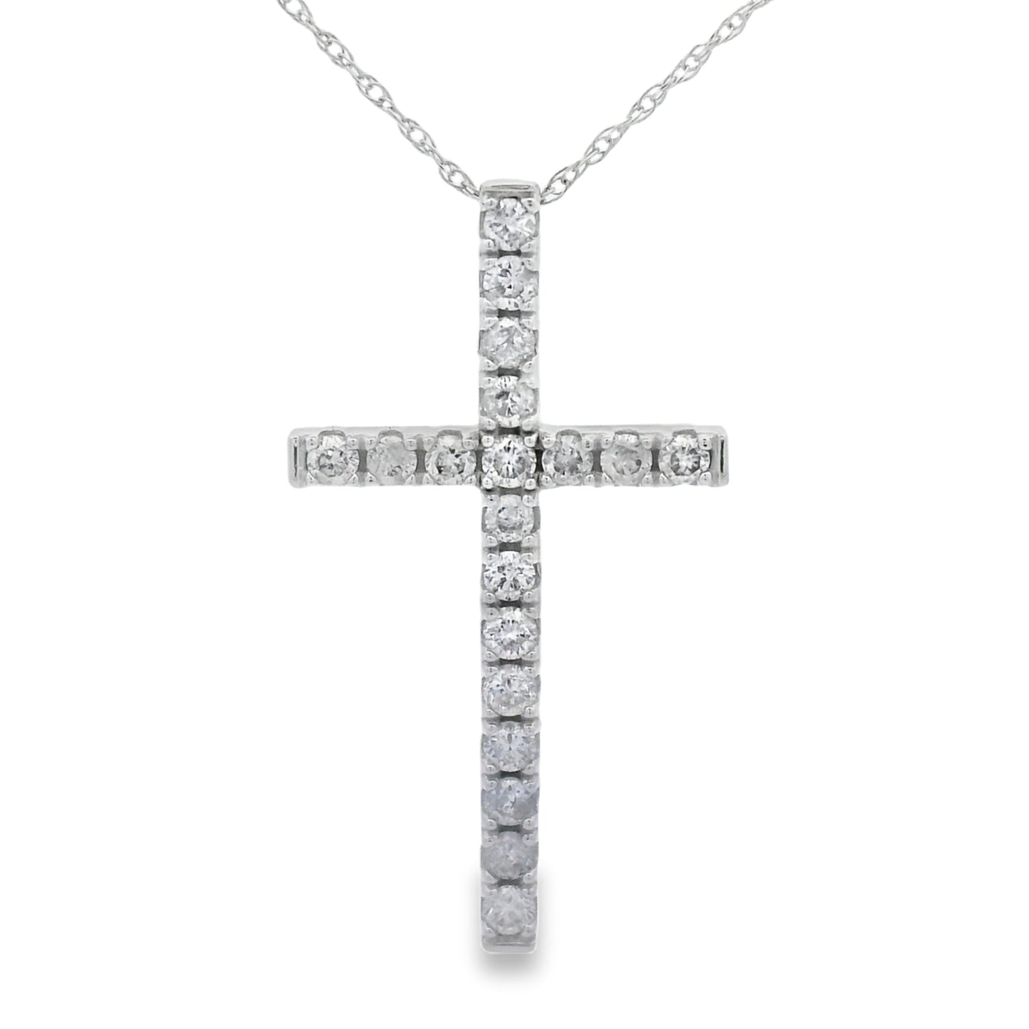 Colgante de Cruz de Diamante de 0.50 ct en Oro Blanco de 14KT