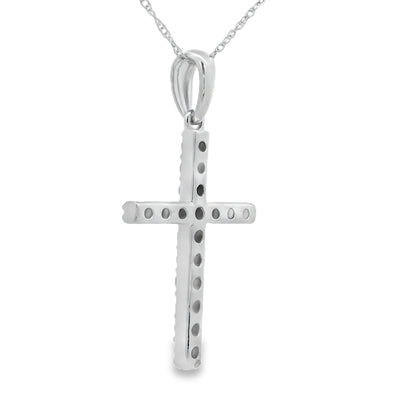 Pendentif croix en diamant de 0,45 ct en or blanc 14KT