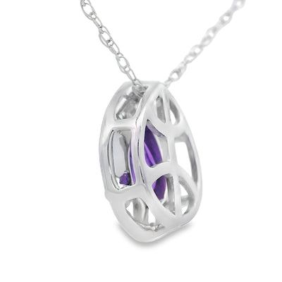 .37ct Pendentif en Améthyste et Diamant en Or Blanc 10KT