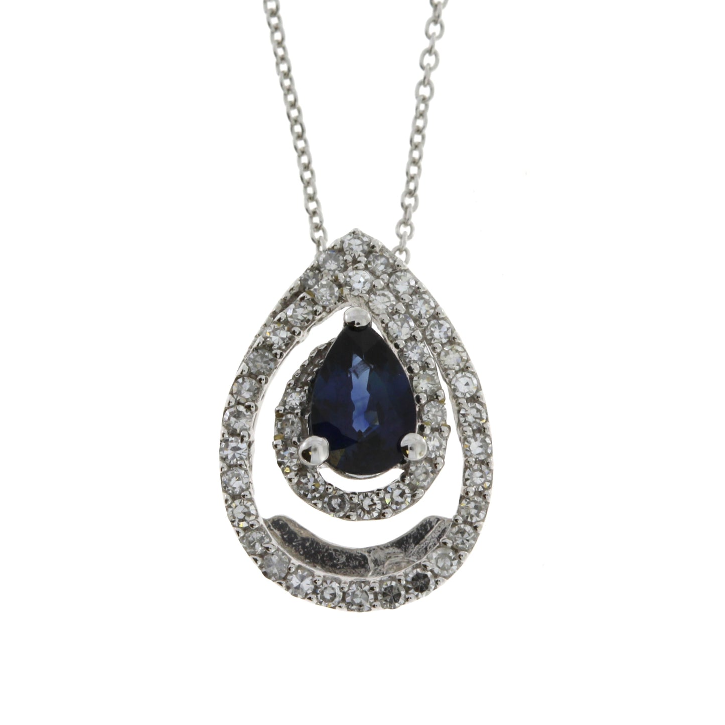 Pendentif en saphir et diamant de 0,75 ct en or blanc 14KT