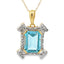 Pendentif en Topaze Bleue et Diamant en Or Jaune 10KT