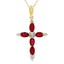 Colgante de Cruz de Rubí y Diamante en Oro Amarillo de 10KT