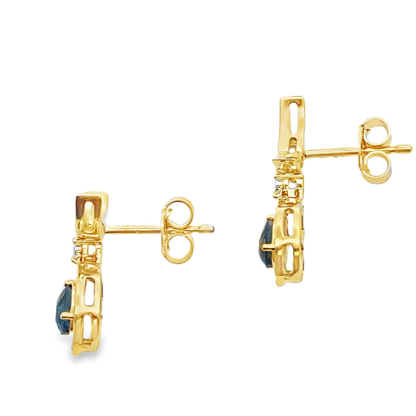 Pendientes Colgantes de Topacio Azul Londres en Oro Amarillo de 10KT