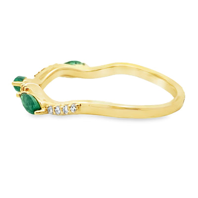 Ensemble de Bagues Empilables en Diamant Émeraude en Or Jaune 14KT