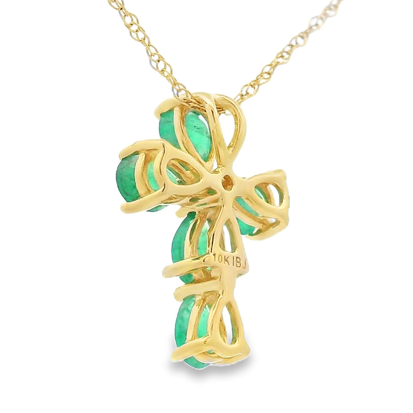 Colgante de Cruz de Esmeralda de 0.52ct en Oro Amarillo de 10KT