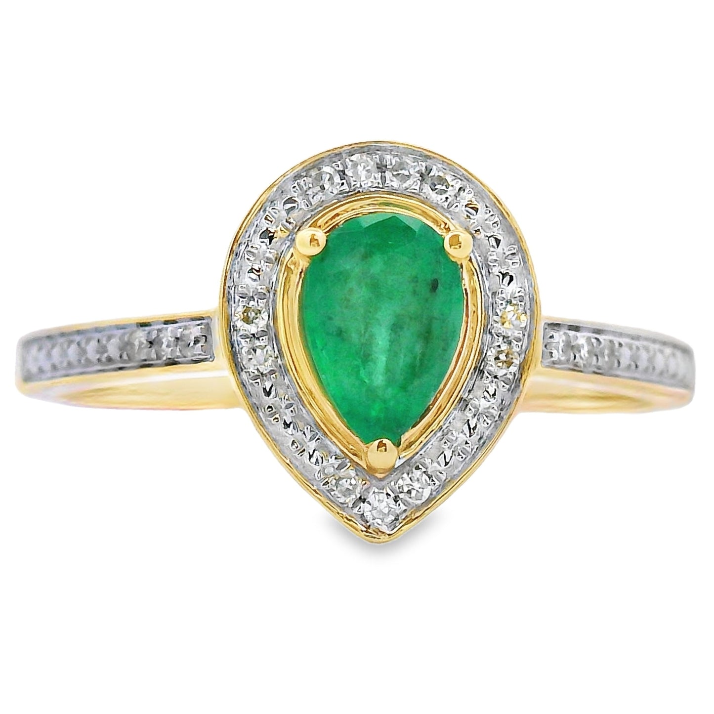 Anillo de Diamante Esmeralda Natural de .42ct en Oro Amarillo de 10KT