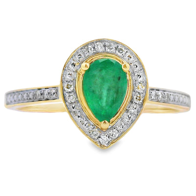Anillo de Diamante Esmeralda Natural de .42ct en Oro Amarillo de 10KT