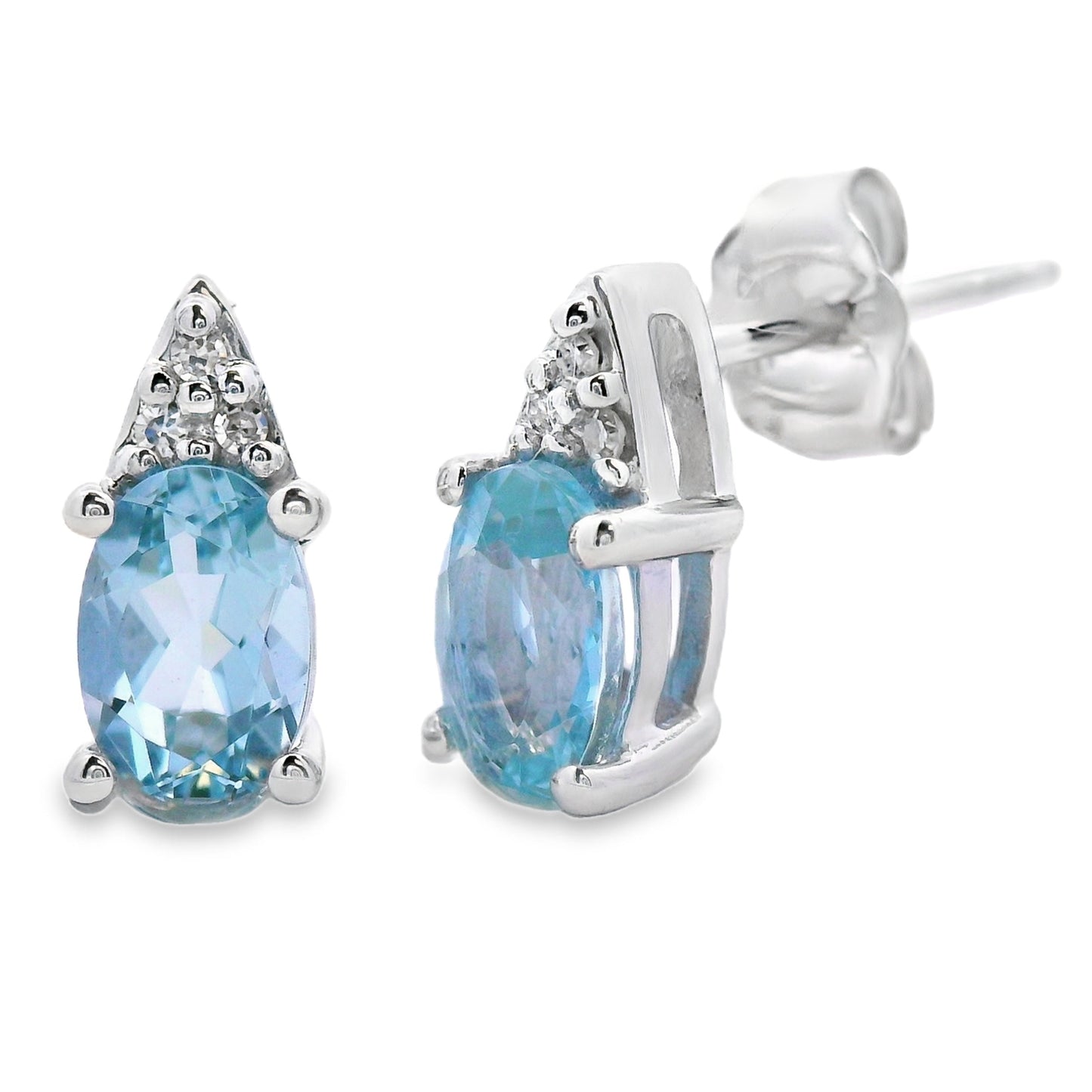 Boucles d'oreilles en diamant aquamarine de 0,83 ct en or blanc 10KT