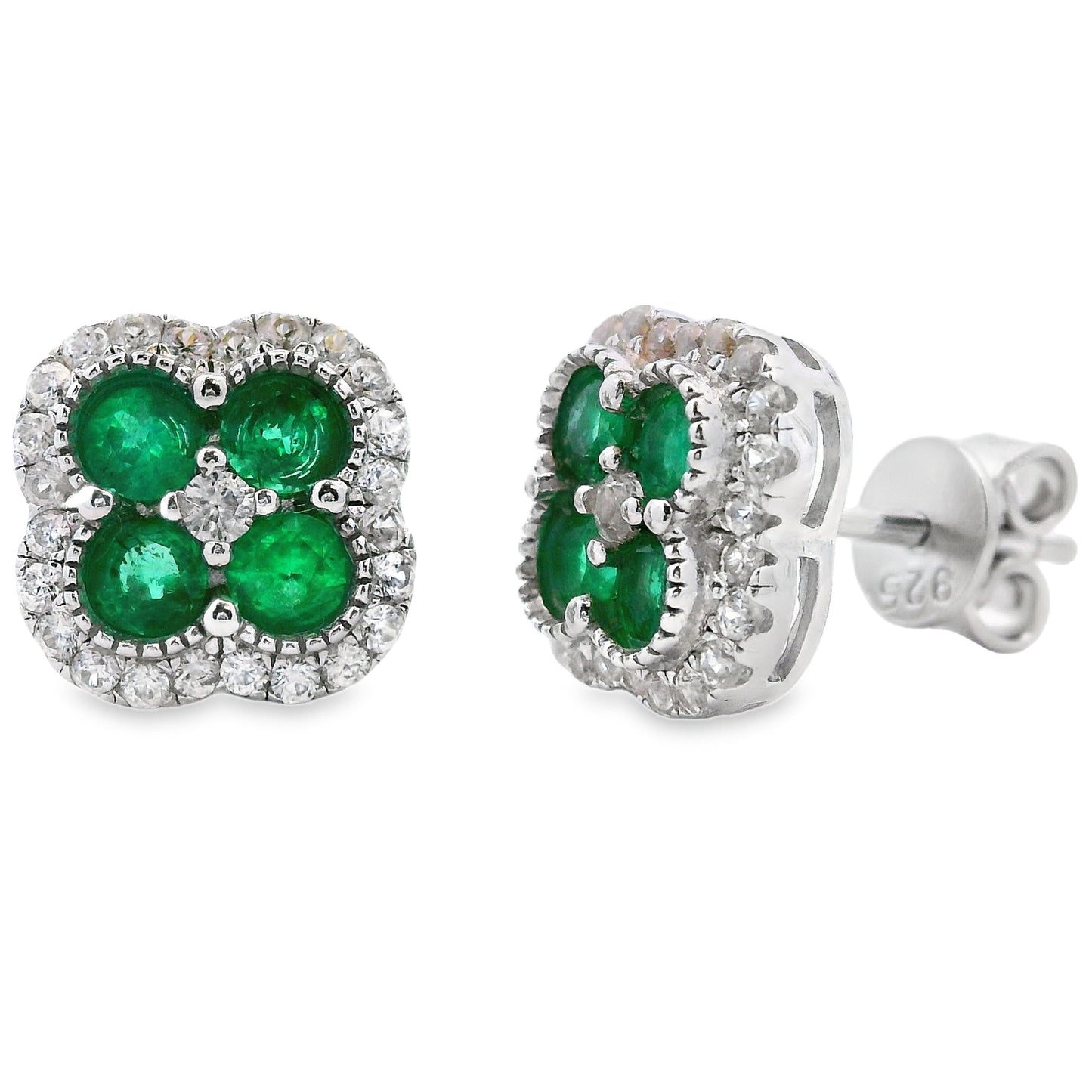 1.45ct Emerald Zircon Stud Earrings in Sterling Silver