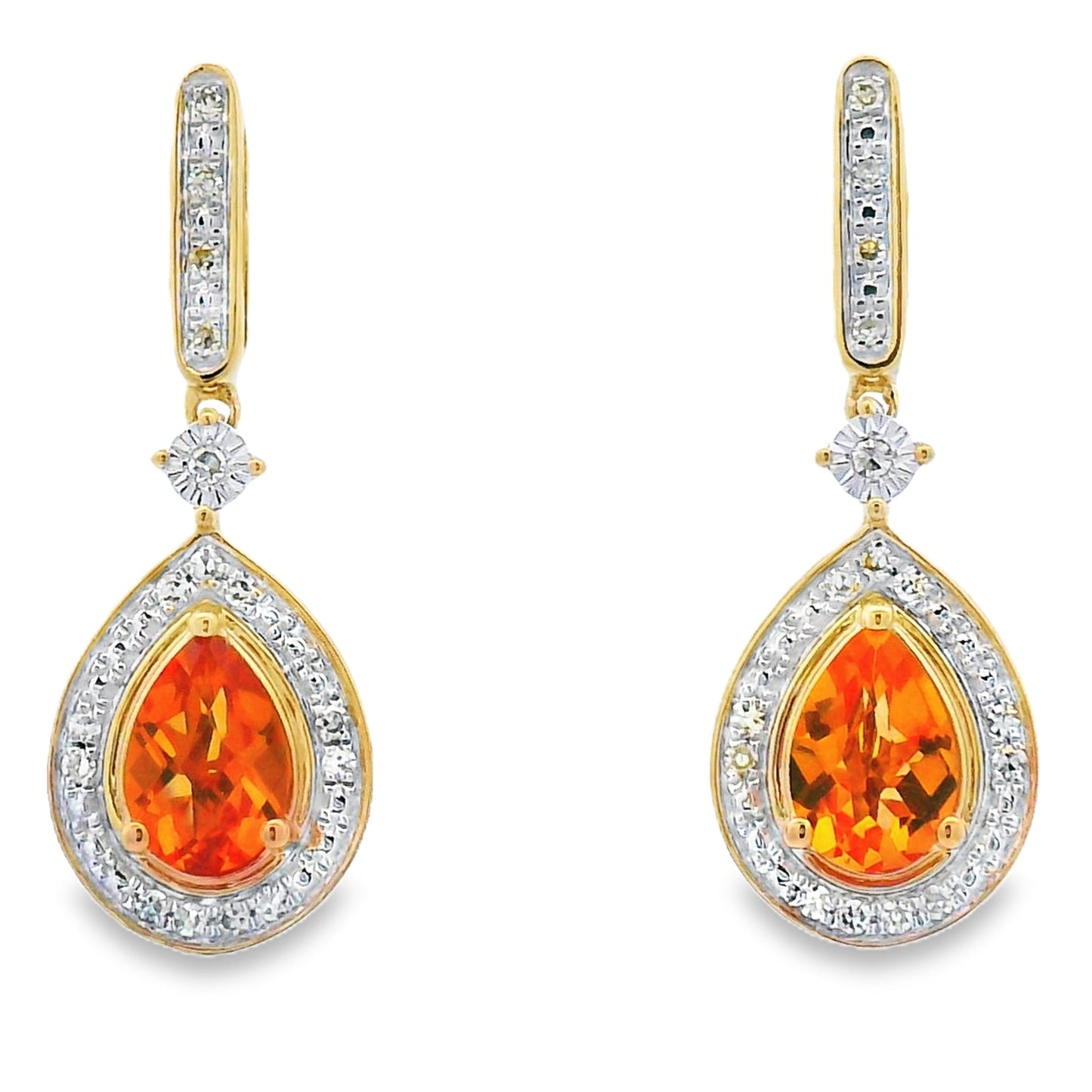 .89ct Citrine Diamond Dangle Earrings in 10KT Yellow Gold