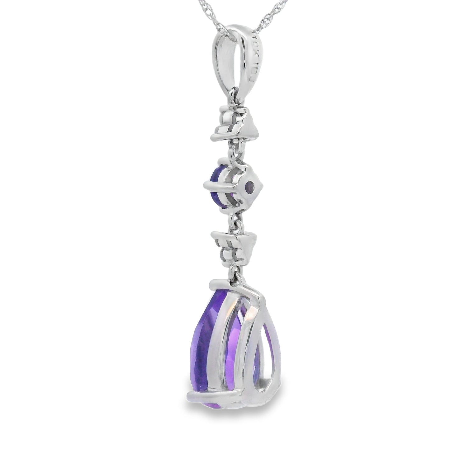 Pendentif en Améthyste et Diamant en Or Blanc 10KT