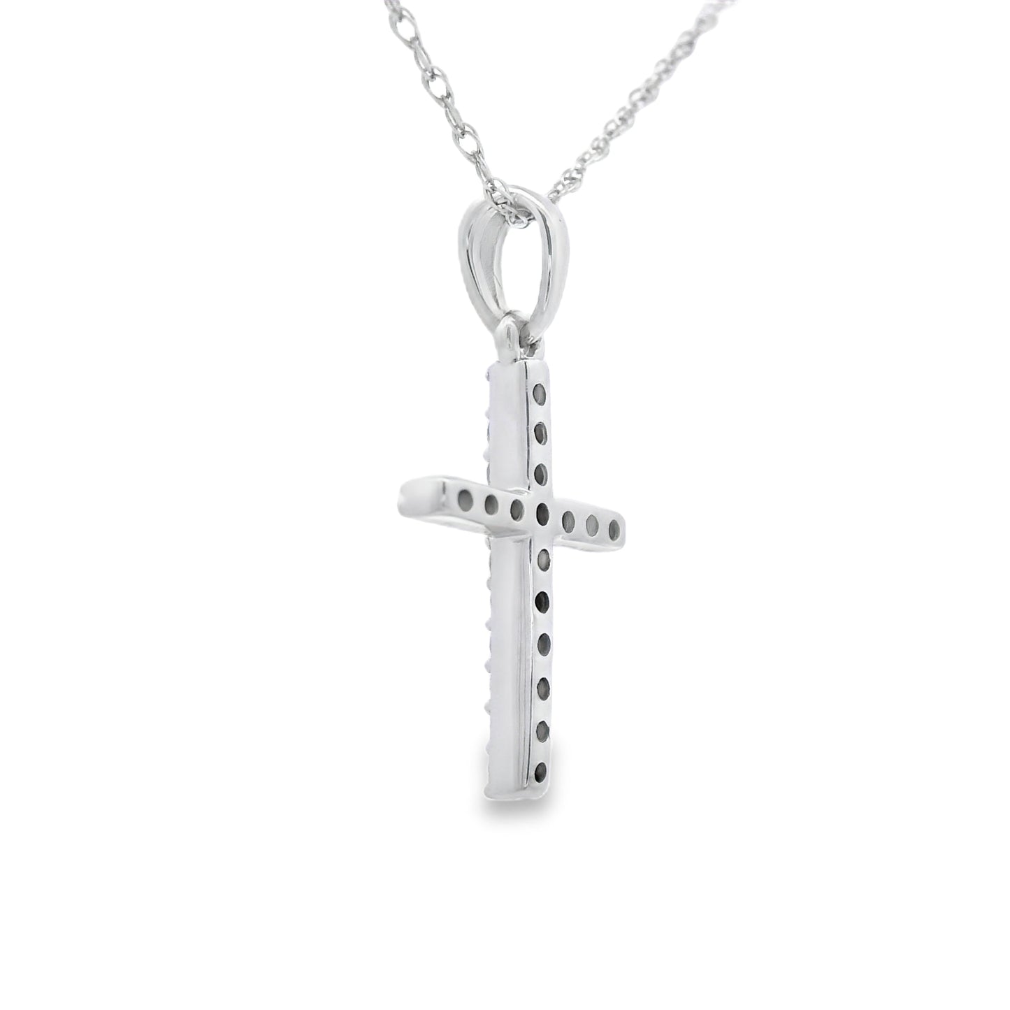.10ct Diamond Cross Pendant in 14KT White Gold