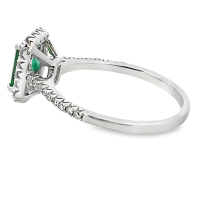 Bague en Émeraude et Diamant de 1,26 ct en Or Blanc 10KT