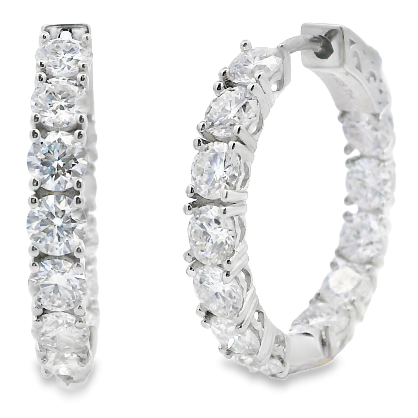 Boucles d'oreilles créoles en moissanite naturel de 5,52 ct en argent sterling