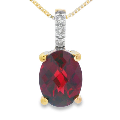 Pendentif en Grenat et Diamant de 1,34 ct en Or Jaune 10KT