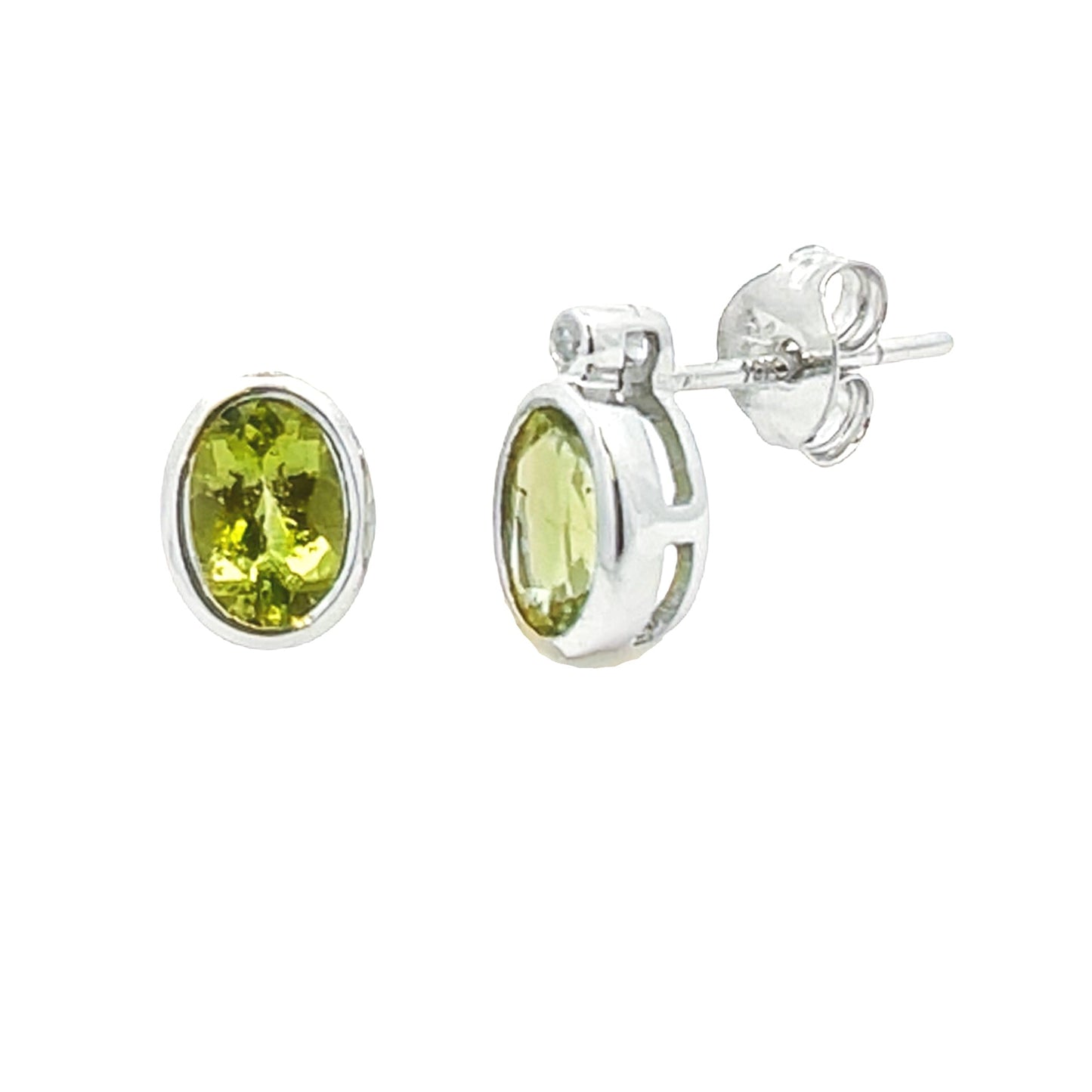 1.23ct Peridot and Diamond Stud Earrings in 10KT White Gold
