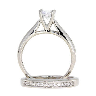 Natural Cubic Zirconia Sterling Silver Engagement Ring