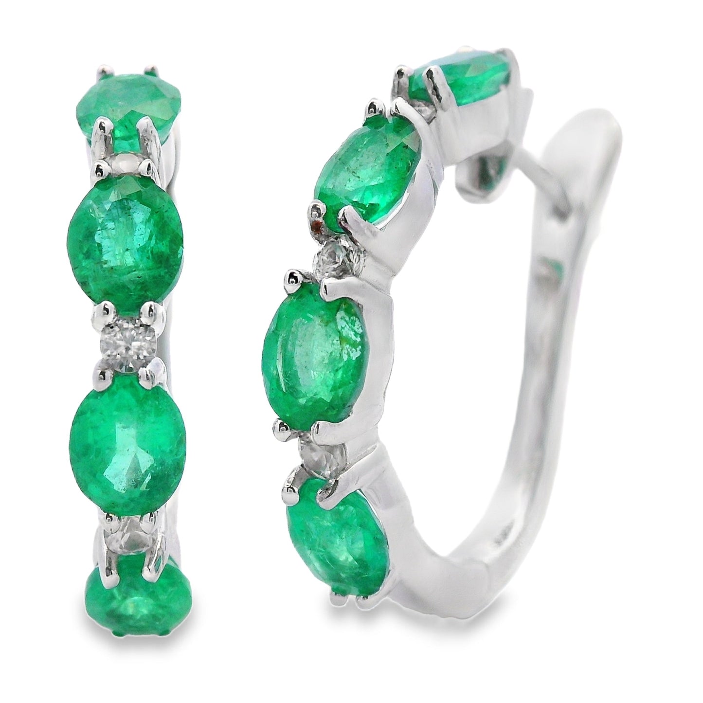 Boucles d'oreilles créoles en zircon émeraude de 2,95 ct en argent sterling