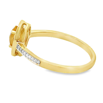Natural .51ct Citrine Diamond Ring in 10KT Yellow Gold