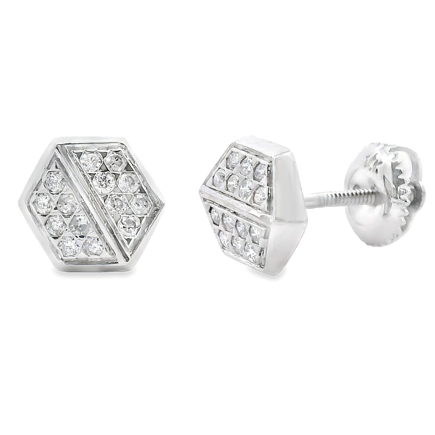 Pendientes de diamante natural de .26ct en oro blanco de 14KT