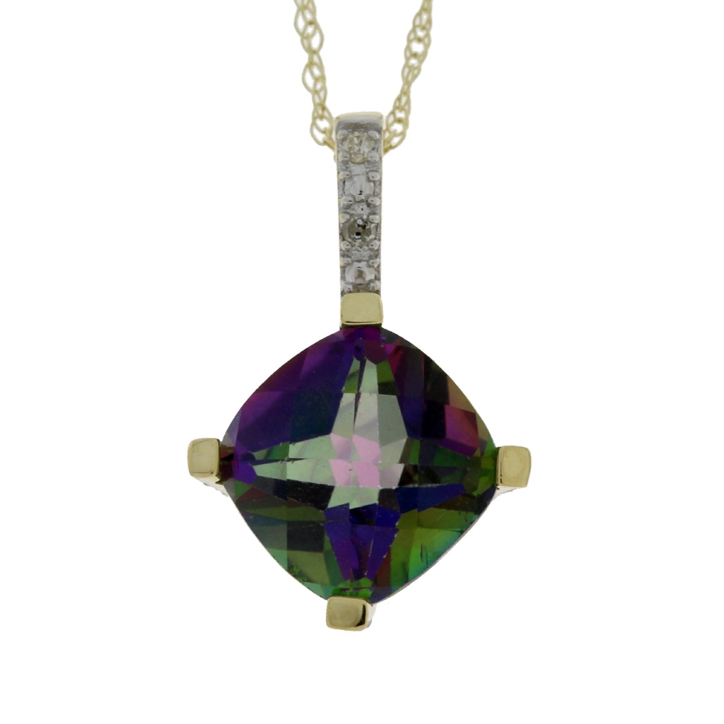 Pendentif en topaze traitée et diamant en or jaune 10KT