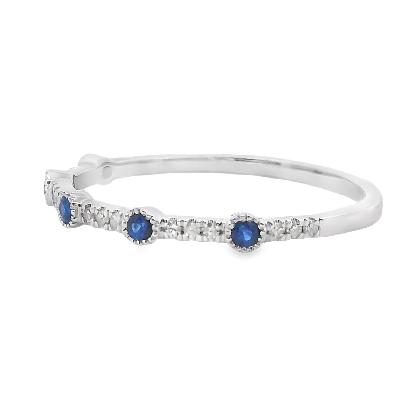 Conjunto de Anillos Apilables de Zafiro y Diamante en Oro Blanco de 14KT