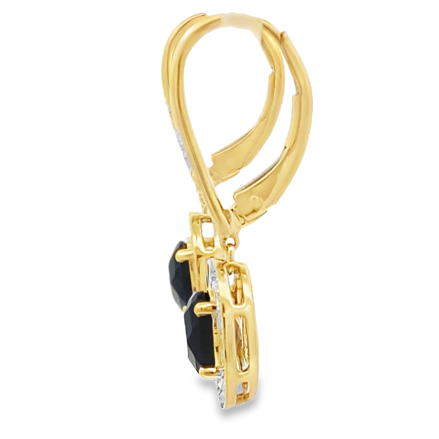 1.05ct Onyx Diamond Dangle Earrings in 10KT Yellow Gold