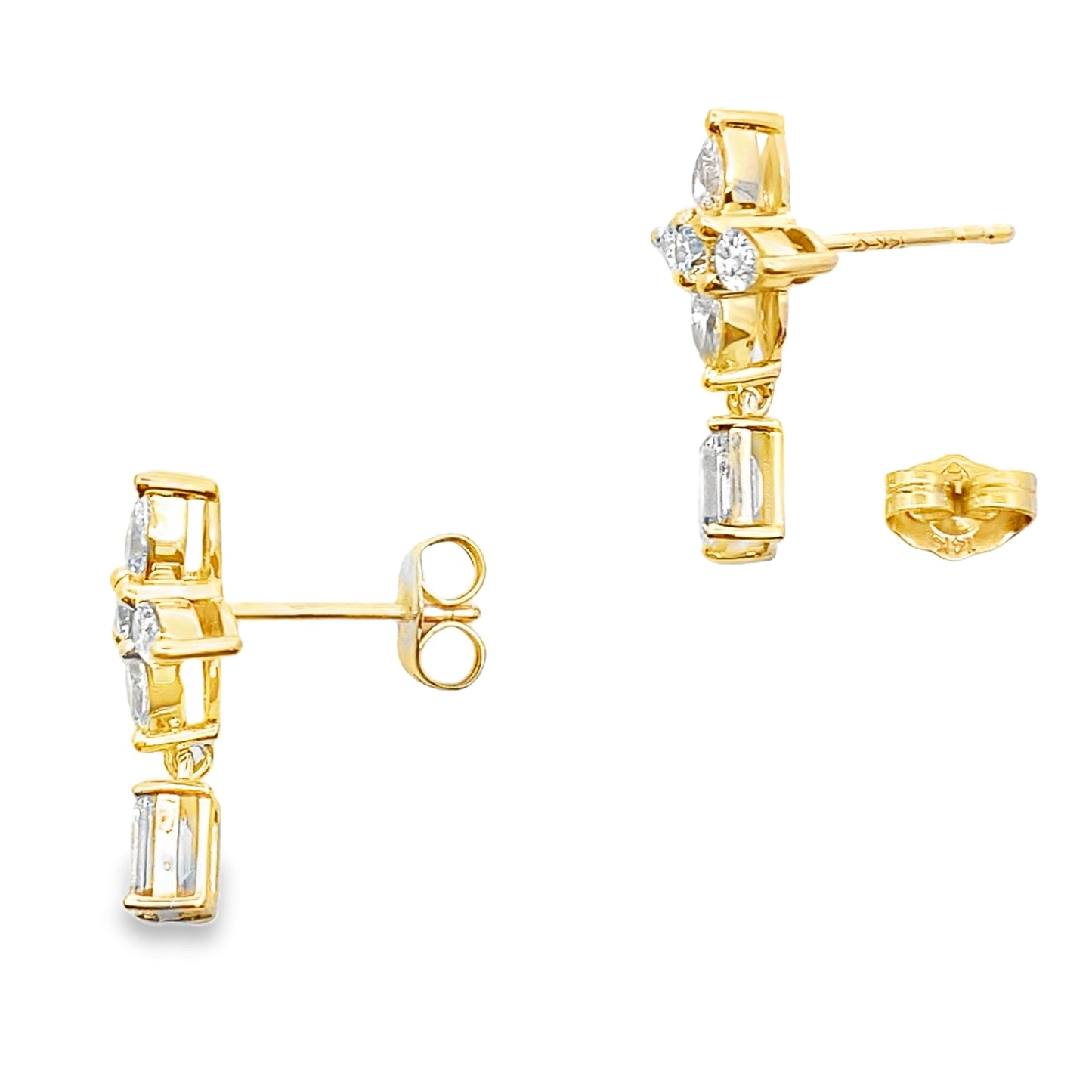 Lab Grown Diamond Dangle Earrings in 14KT Yellow Gold