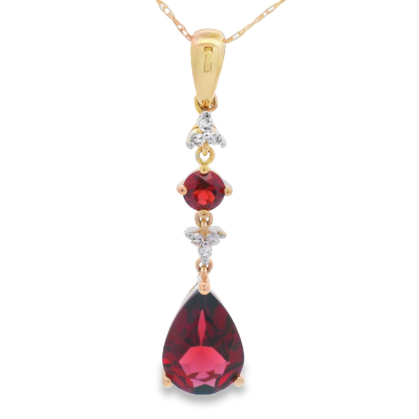 2.25ct Garnet & Diamond Pendant in 10KT Yellow Gold