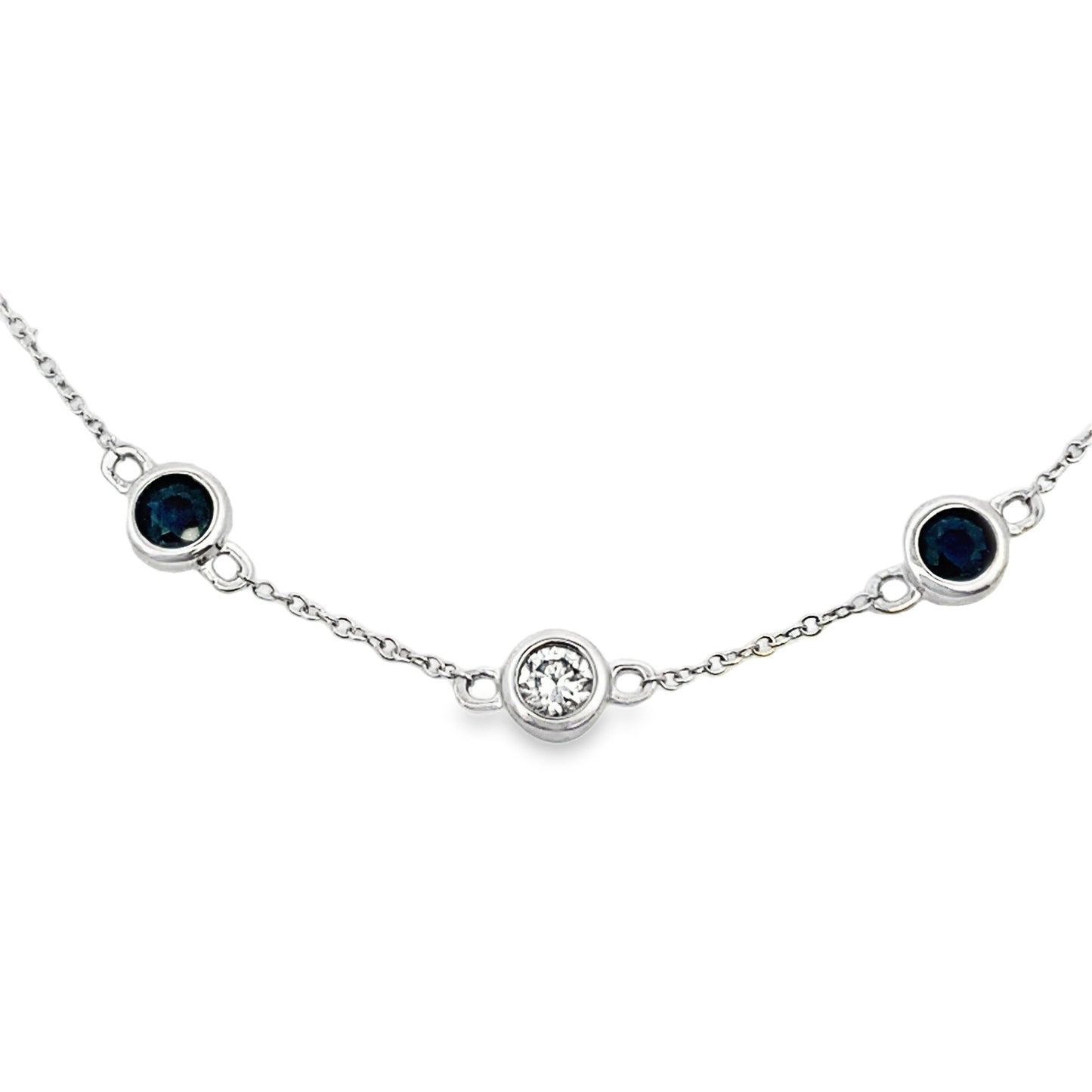 Natural Sapphire and Diamond Bracelet in 14KT White Gold